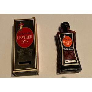 Esquire Brown Leather Dye Semi Full Bottle and Box VTG 1940 - 1950 (?) Shoe